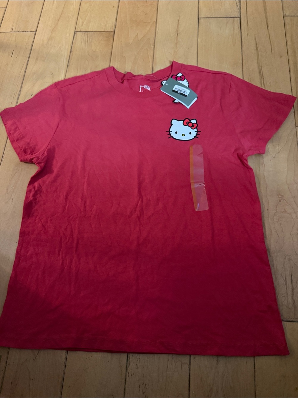 Hello Kitty Pink-Red Short Sleeve Tee with Chest Patch
